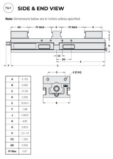 Tech art showing side elevation dimensions for TL6CS vise