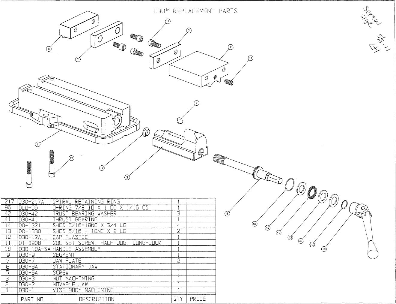 D30 Replacement Parts Diagram